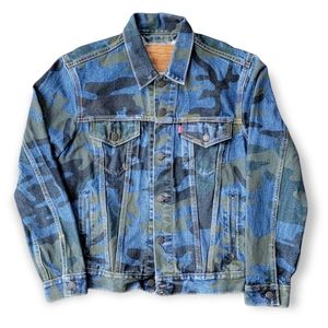 Levi's Strauss Denim Jean Jacket Men's Small Trucker Military Camo